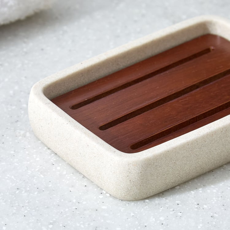 Senegal Ritz Polyresin and Acacia Wood Soap Dish