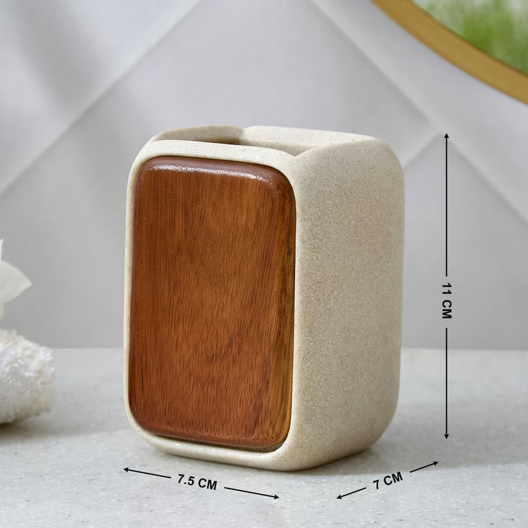 Senegal Ritz Polyresin and Acacia Wood Holder