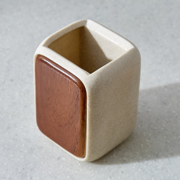 Senegal Ritz Polyresin and Acacia Wood Holder