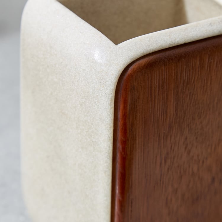 Senegal Ritz Polyresin and Acacia Wood Holder