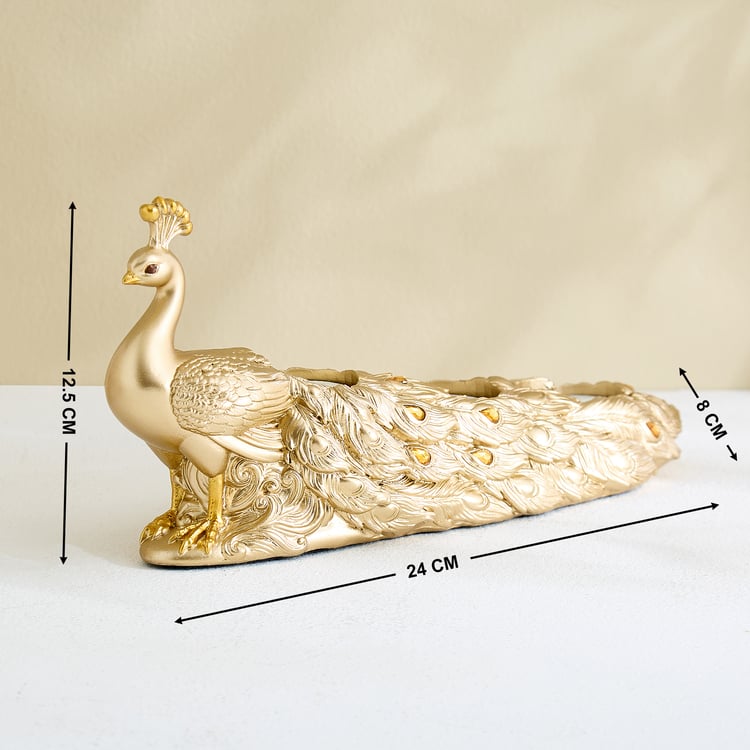 Mayur Zeus Polyresin Peacock Multi T-Light Holder