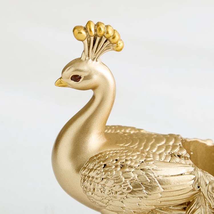 Mayur Zeus Polyresin Peacock Multi T-Light Holder