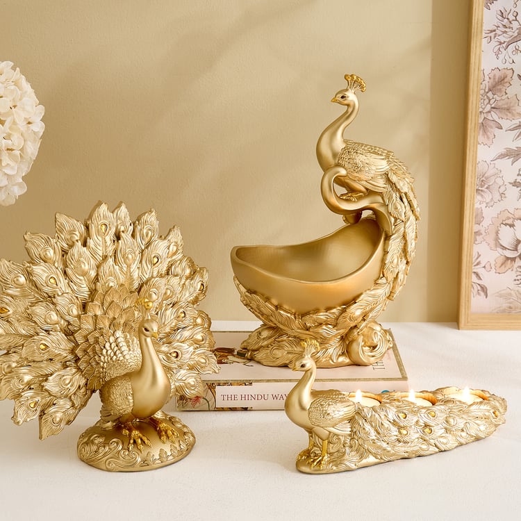 Mayur Zeus Polyresin Peacock Decorative Bowl