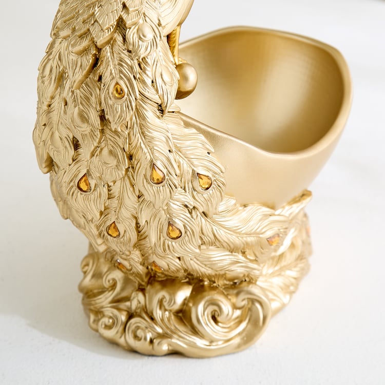 Mayur Zeus Polyresin Peacock Decorative Bowl