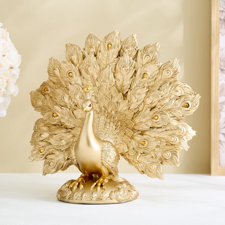 Mayur Zeus Polyresin Peacock Spread Feathered Figurine