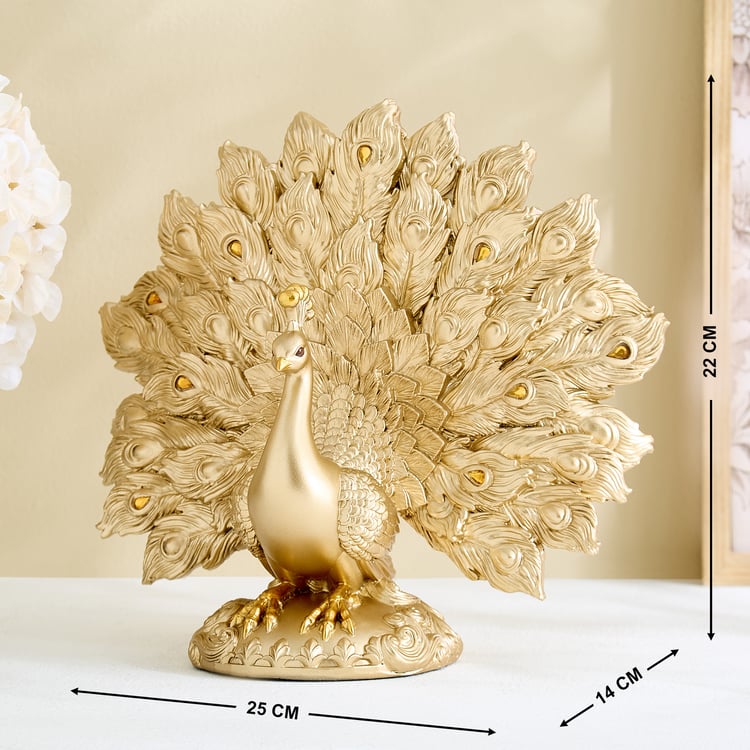 Mayur Zeus Polyresin Peacock Spread Feathered Figurine