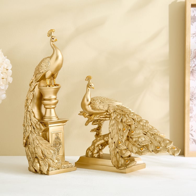 Mayur Zeus Polyresin Peacock on Branch Figurine