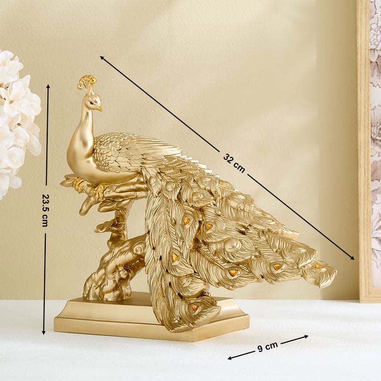 Mayur Zeus Polyresin Peacock on Branch Figurine