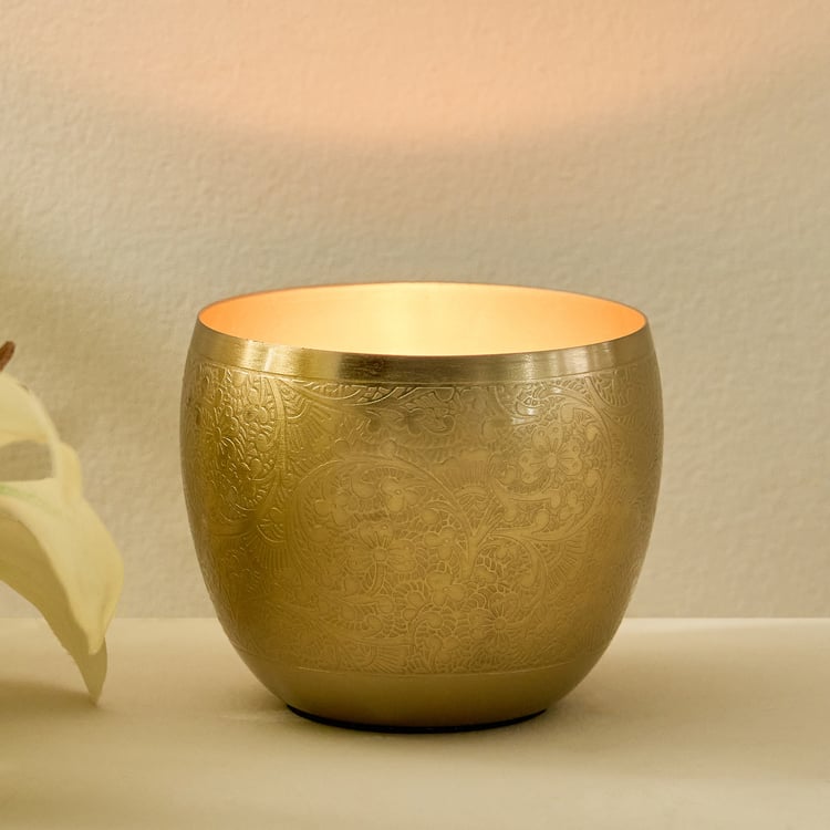 Austin Metal Etched Votive Candle Holder
