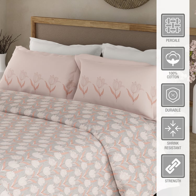 BOUTIQUE LIVING Valatia Cotton 200TC Floral Print 3Pcs Super King Bedsheet Set