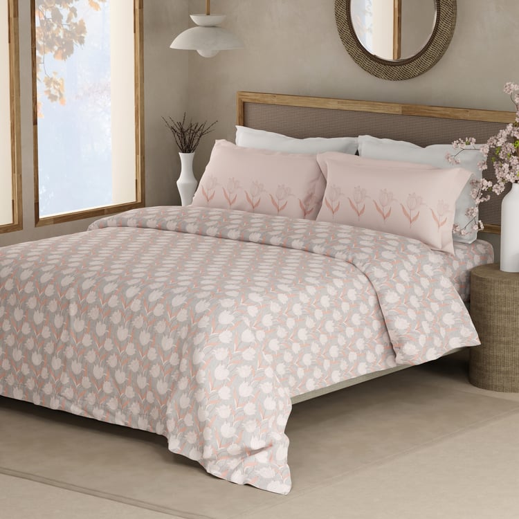 BOUTIQUE LIVING Valatia Cotton 200TC Floral Print 3Pcs Super King Bedsheet Set