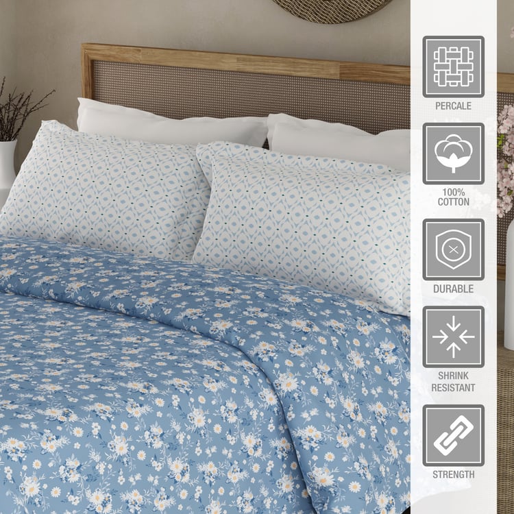 BOUTIQUE LIVING Valatia Cotton 200TC Floral Print 3Pcs Super King Bedsheet Set