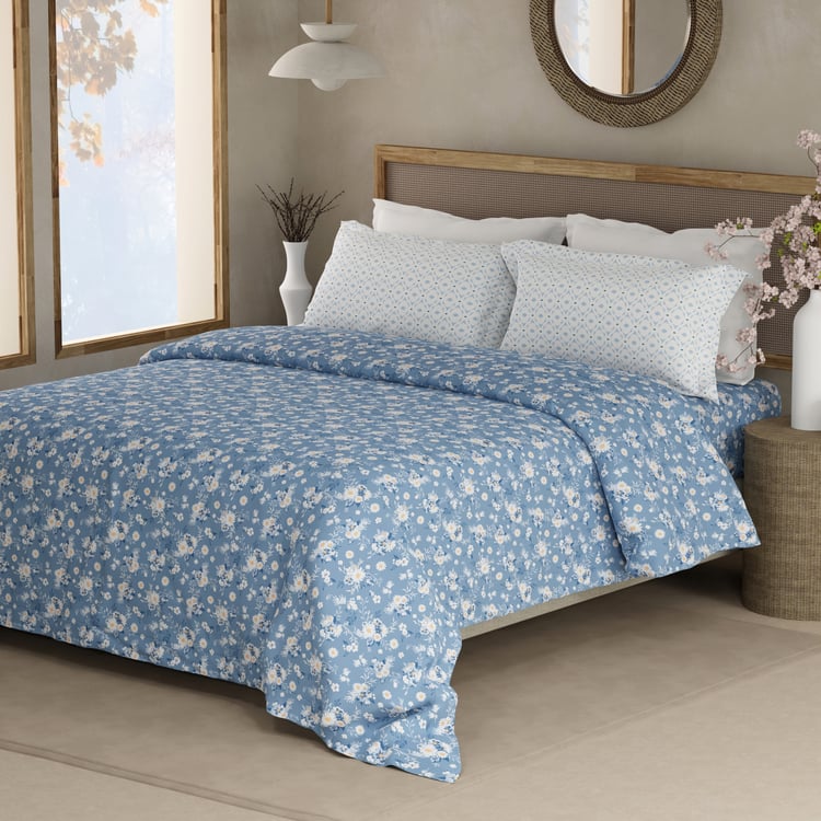 BOUTIQUE LIVING Valatia Cotton 200TC Floral Print 3Pcs Super King Bedsheet Set