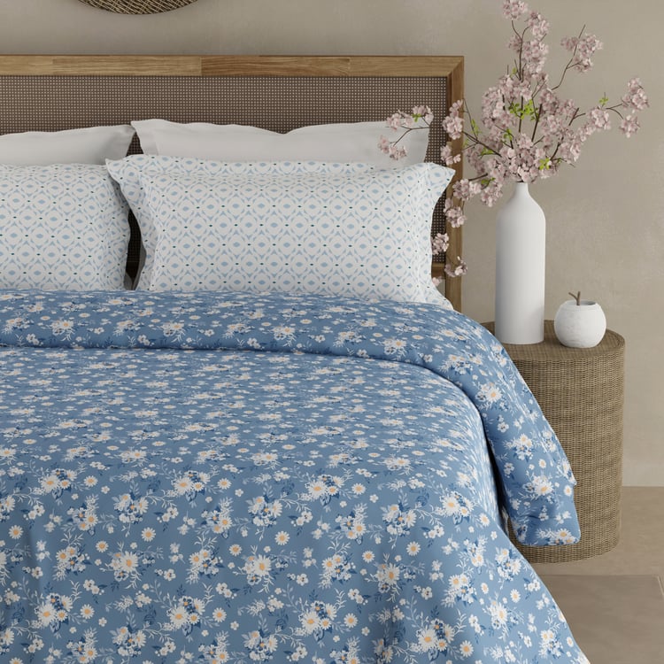 BOUTIQUE LIVING Valatia Cotton 200TC Floral Print 3Pcs Super King Bedsheet Set