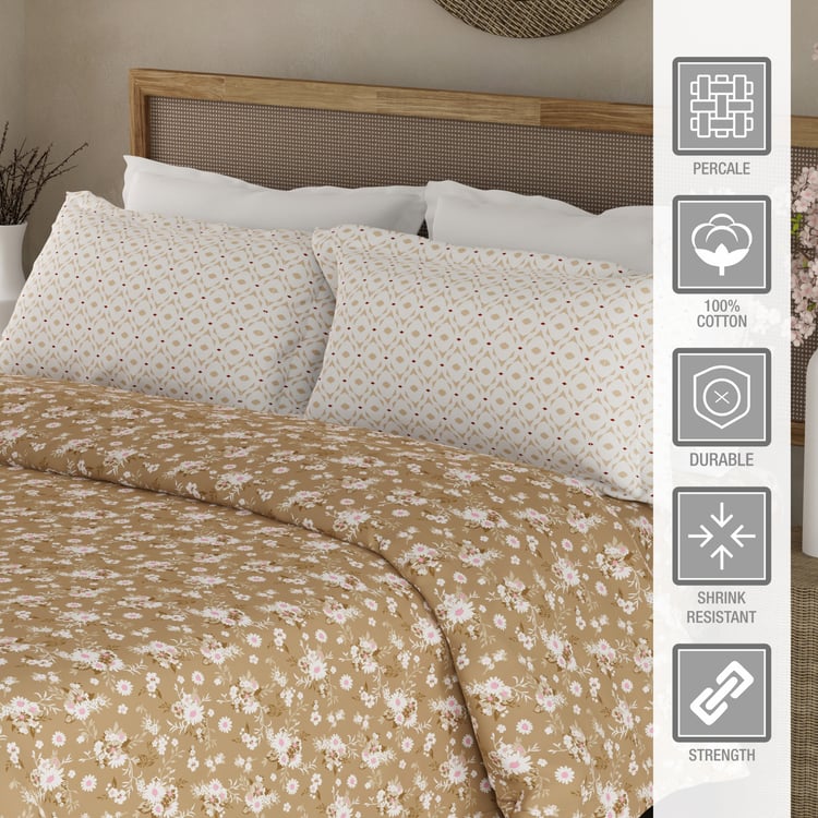BOUTIQUE LIVING Valatia Cotton 200TC Floral Print 3Pcs Super King Bedsheet Set