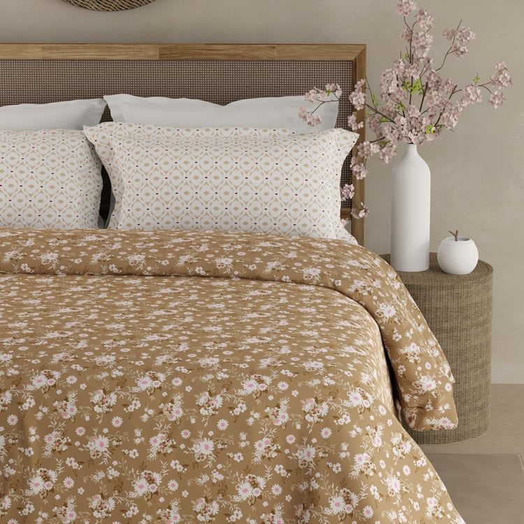 BOUTIQUE LIVING Valatia Cotton 200TC Floral Print 3Pcs Super King Bedsheet Set
