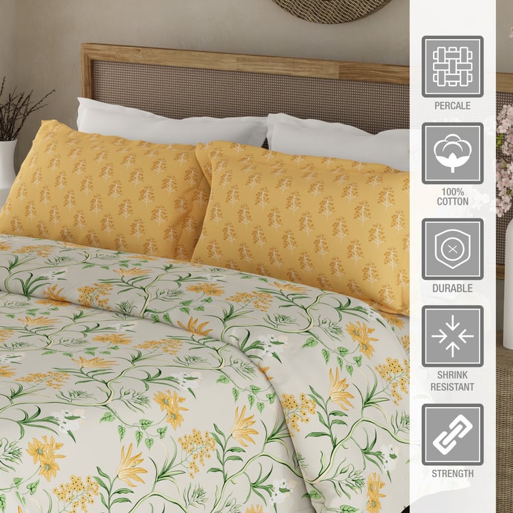 BOUTIQUE LIVING Valatia Cotton 200TC Floral Print 3Pcs Super King Bedsheet Set
