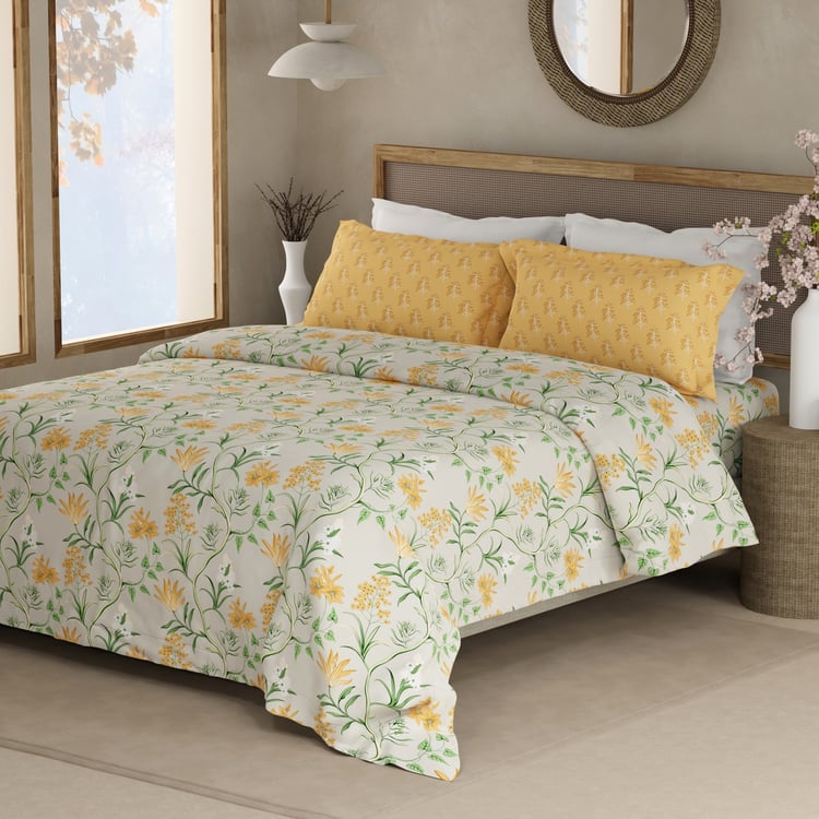 BOUTIQUE LIVING Valatia Cotton 200TC Floral Print 3Pcs Super King Bedsheet Set