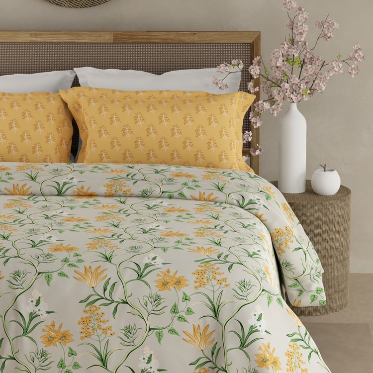 BOUTIQUE LIVING Valatia Cotton 200TC Floral Print 3Pcs Super King Bedsheet Set