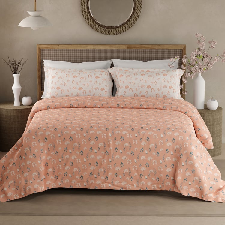 BOUTIQUE LIVING Valatia Cotton 200TC Floral Print 3Pcs Super King Bedsheet Set