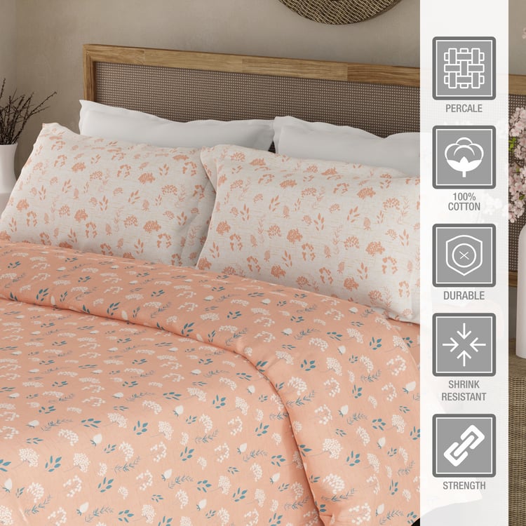 BOUTIQUE LIVING Valatia Cotton 200TC Floral Print 3Pcs Super King Bedsheet Set