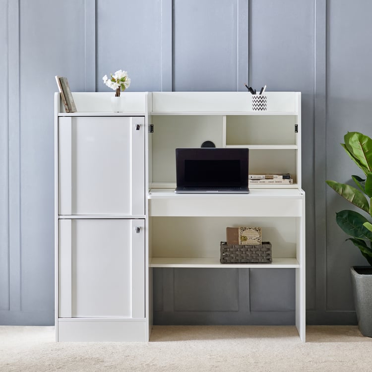 Astra Study Desk with Flap - White