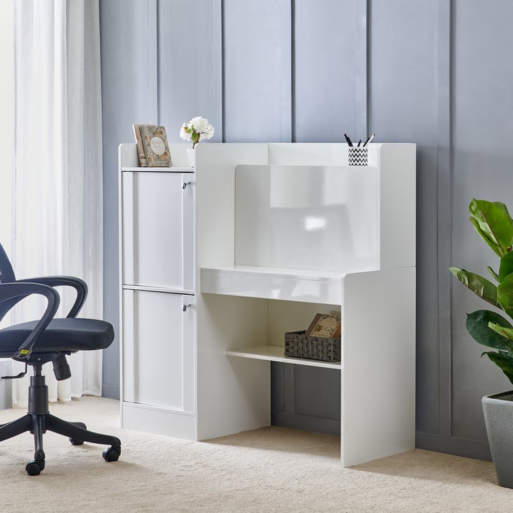 Astra Study Desk with Flap - White