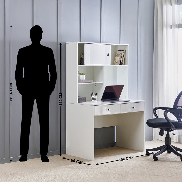 Astra Study Desk with Drawers - White