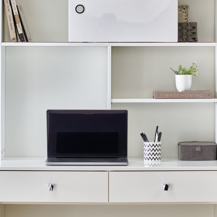 Astra Study Desk with Drawers - White