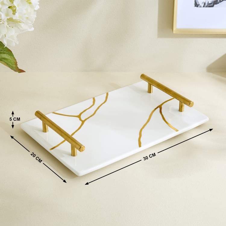 Oro Kinsuki Ceramic Printed Decorative Tray