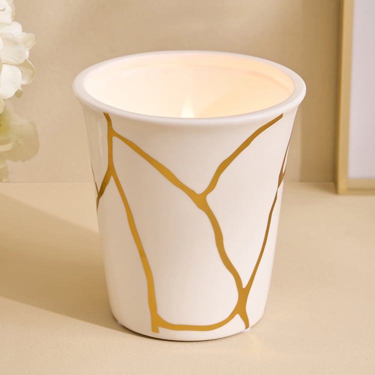 Oro Kinsuki Ceramic Printed Votive Candle Holder