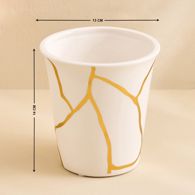 Oro Kinsuki Ceramic Printed Votive Candle Holder