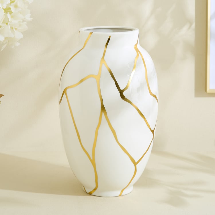 Oro Kinsuki Ceramic Printed Vase