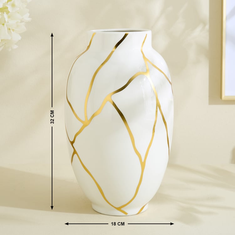 Oro Kinsuki Ceramic Printed Vase