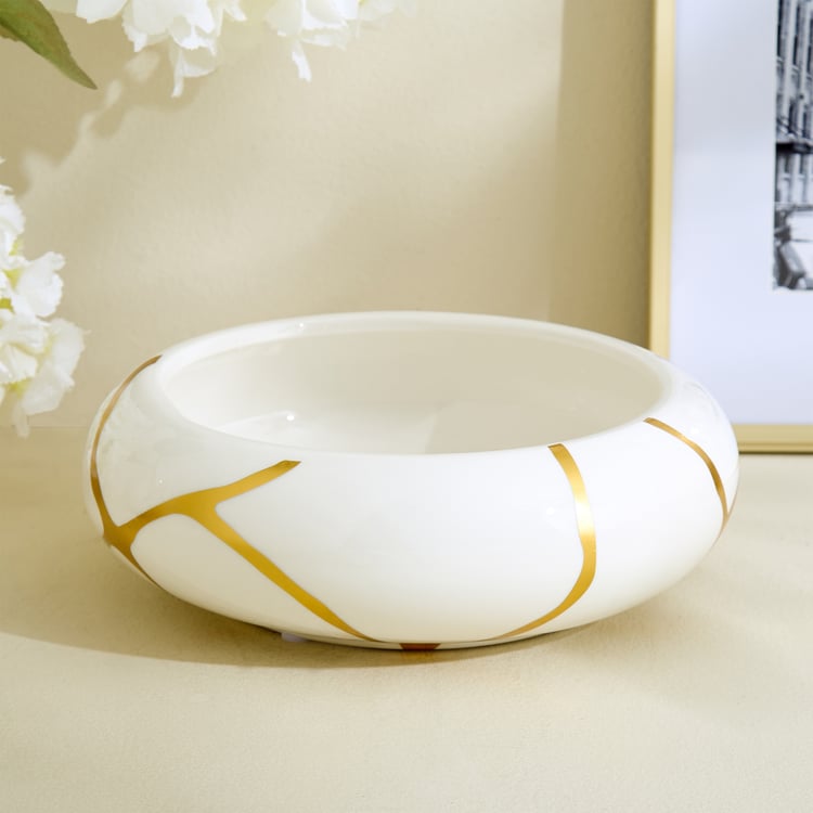 Oro Kinsuki Ceramic Printed Decorative Bowl
