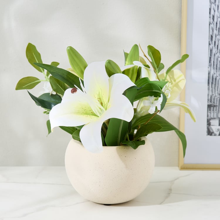 Lets Garden Hedge Artificial Lily Flowers in Ceramic Pot