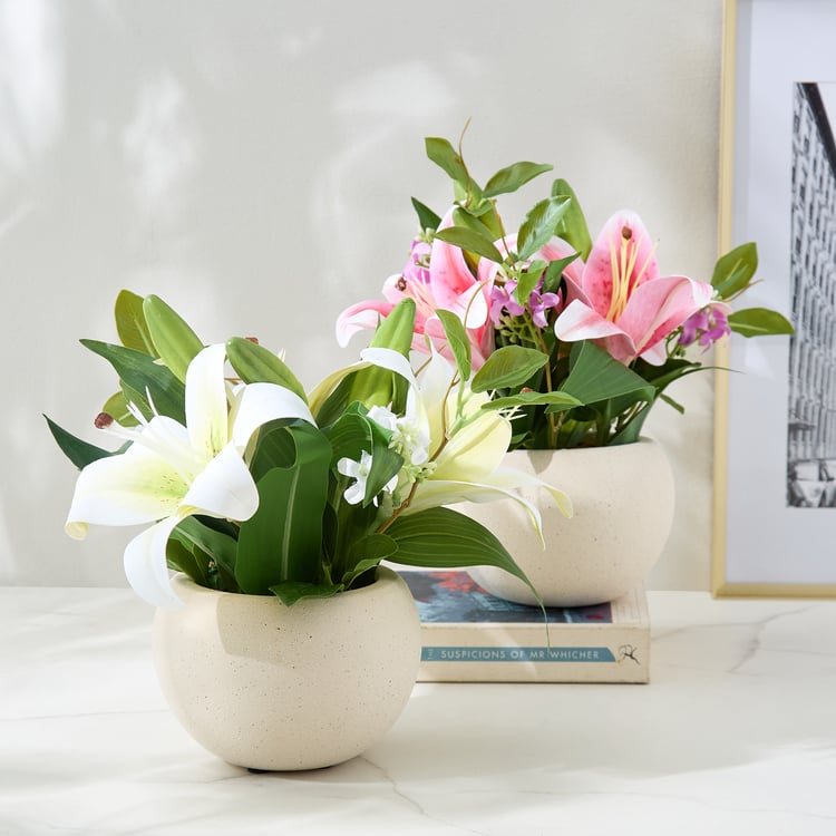 Lets Garden Hedge Artificial Lily Flowers in Ceramic Pot