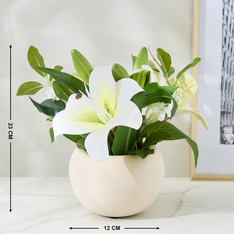 Lets Garden Hedge Artificial Lily Flowers in Ceramic Pot