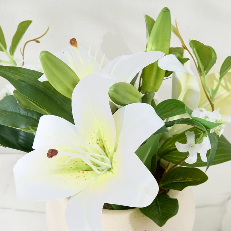 Lets Garden Hedge Artificial Lily Flowers in Ceramic Pot