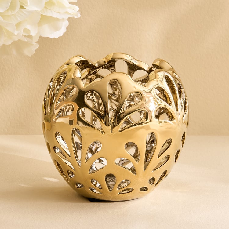 Stellar Celestial Melo Ceramic Perforated Votive Candle Holder