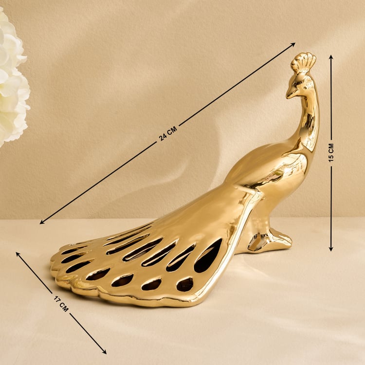 Stellar Celestial Melo Ceramic Peacock Figurine