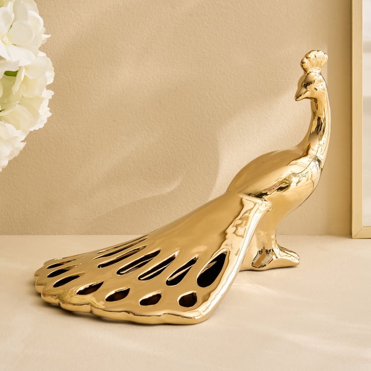 Stellar Celestial Melo Ceramic Peacock Figurine