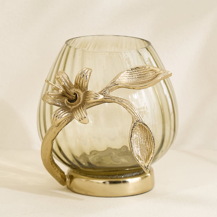 Amara Ava Glass and Aluminium Spiral Votive Candle Holder
