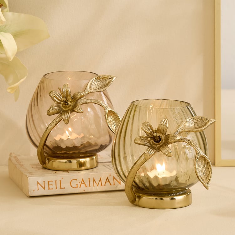 Amara Ava Glass and Aluminium Spiral Votive Candle Holder