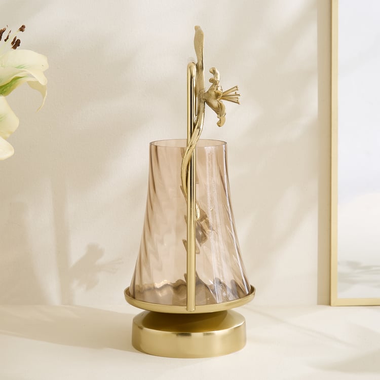 Amara Ava Glass and Aluminium Spiral Hurricane Candle Holder