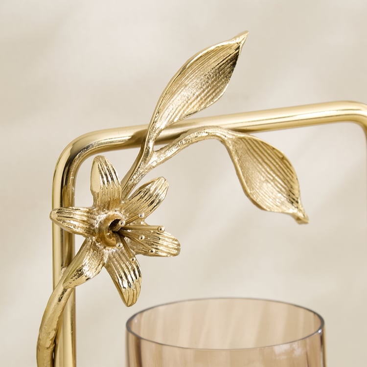 Amara Ava Glass and Aluminium Spiral Hurricane Candle Holder