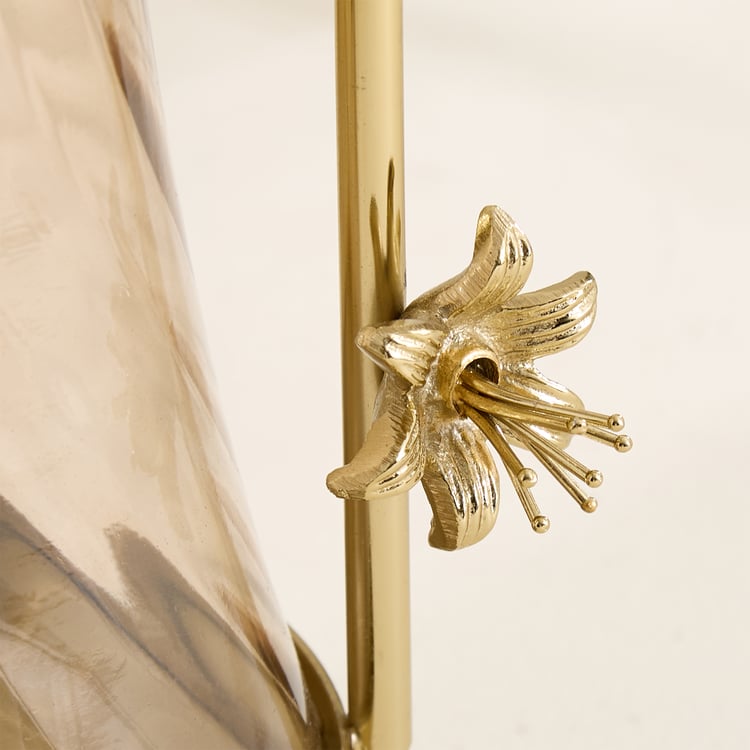 Amara Ava Glass and Aluminium Spiral Hurricane Candle Holder