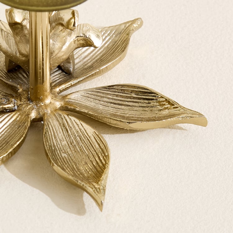 Amara Ava Glass and Aluminium Floral T-Light Holder