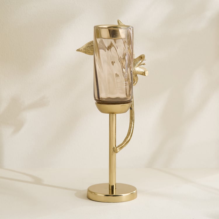 Amara Ava Glass and Metal Pedestal T-Light Holder