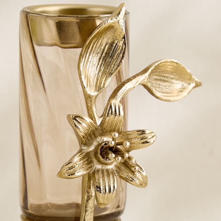 Amara Ava Glass and Metal Pedestal T-Light Holder